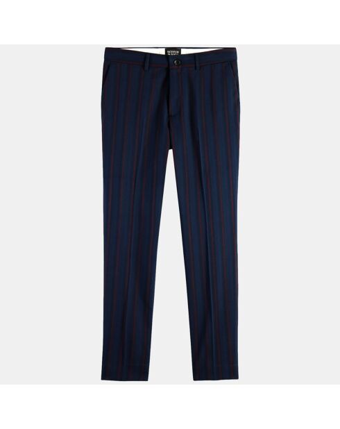 Pantalon Chino Slim Fit rayé bleu/rouge